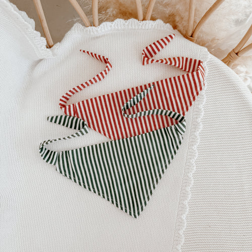 Candy Stripe Dog Bandana - Red or Green