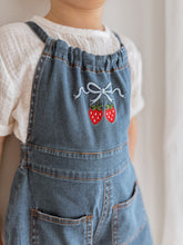 Load image into Gallery viewer, Strawberry Picnic Denim Overalls