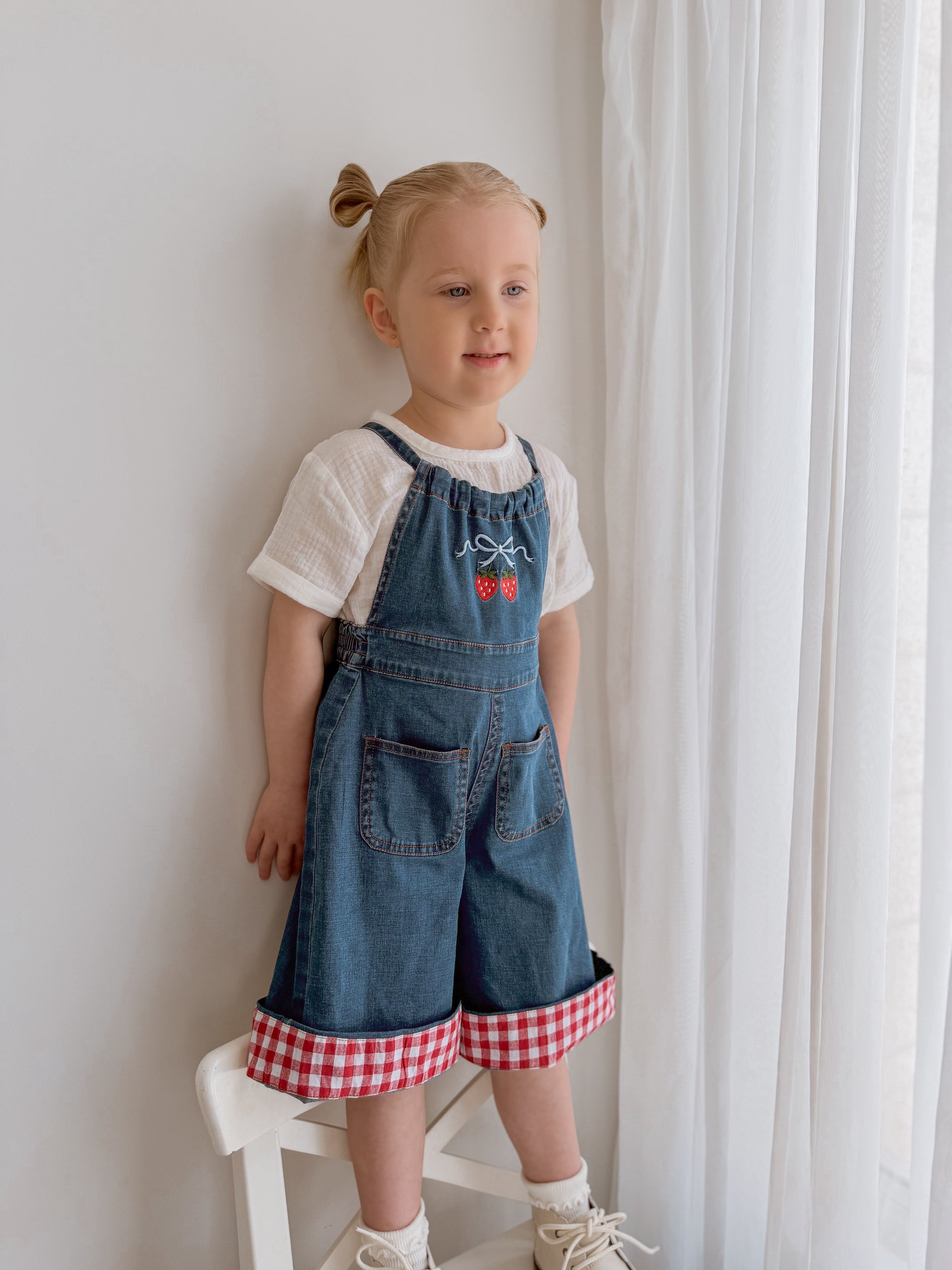Strawberry Picnic Denim Jumpsuit
