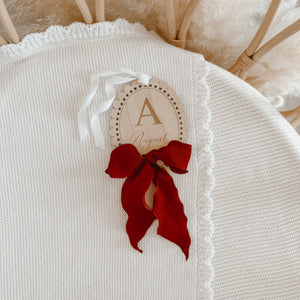 Monogram Vintage Bow Ornament - PRE ORDER Est Dispatch Late September