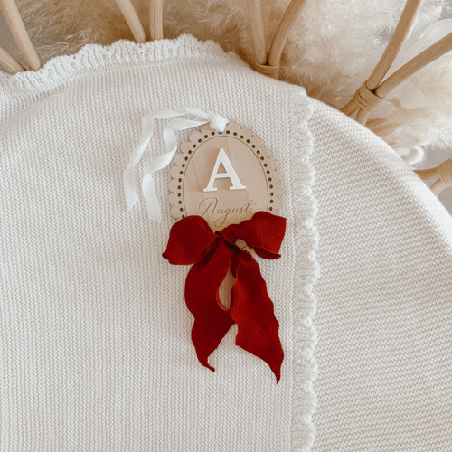 Monogram Vintage Bow Ornament - PRE ORDER Est Dispatch Late September