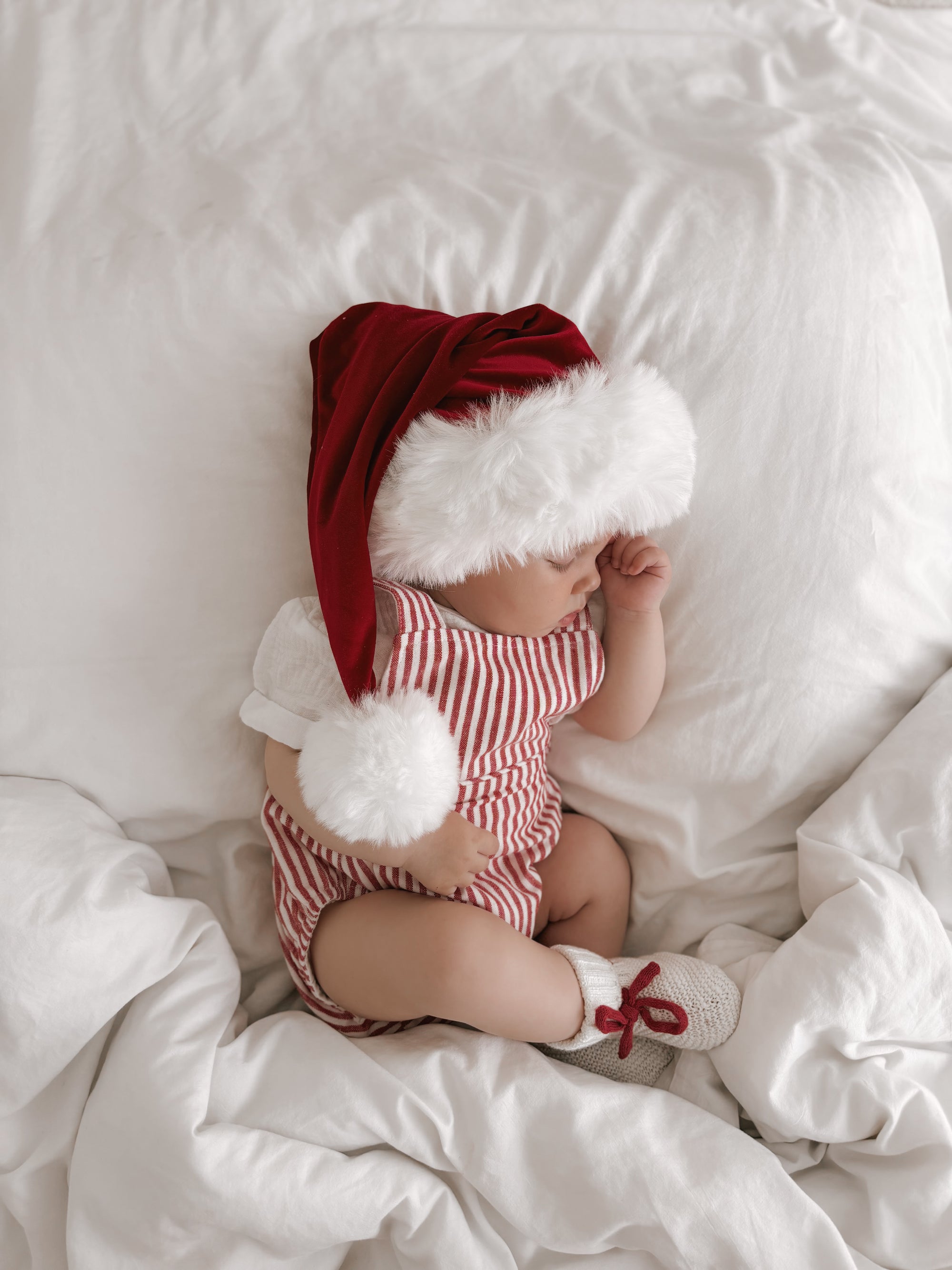 Candy Stripe Cross Back Romper in Red