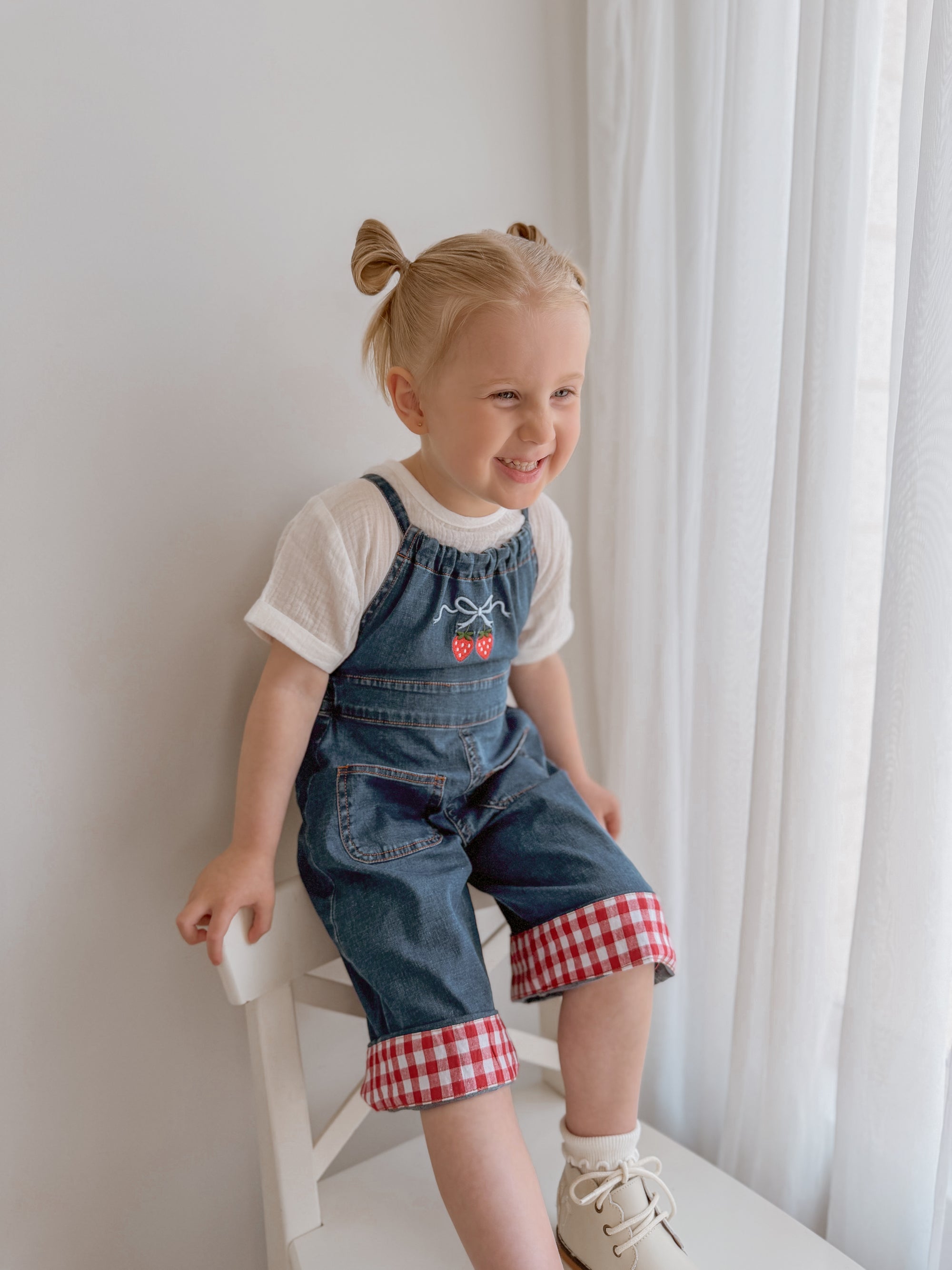Strawberry Picnic Denim Jumpsuit