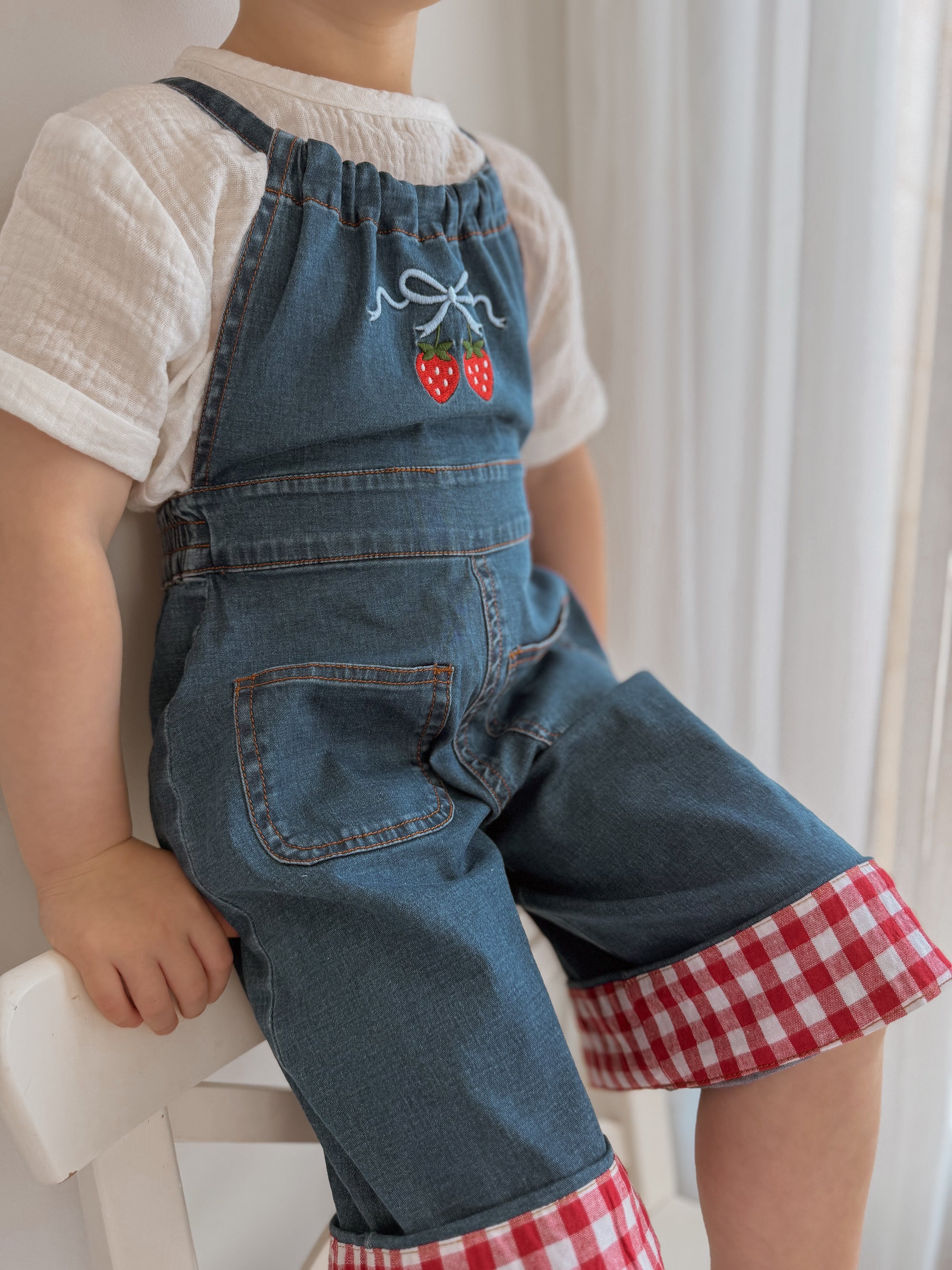 Strawberry Picnic Denim Jumpsuit