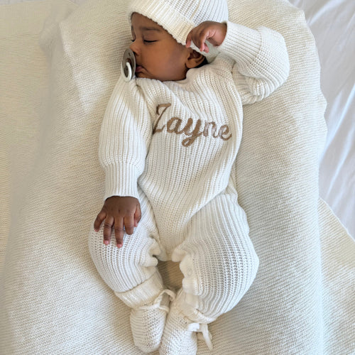 Frankie Classic Knit Romper - Milk