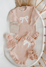 Load image into Gallery viewer, Bow Singlet Frill Knit Romper - Pink Lemonade