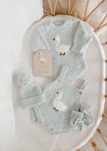 Goose Singlet Knit Romper - Periwinkle Blue