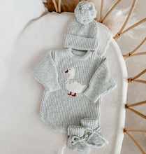 Load image into Gallery viewer, Goose Chunky Knit Romper &amp; Beanie Bundle