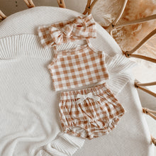 Load image into Gallery viewer, Caramel Gingham Crop Top