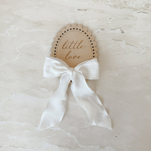 Hello World/Little Love Two-Sided Announcement Bow Plaque (10cm)