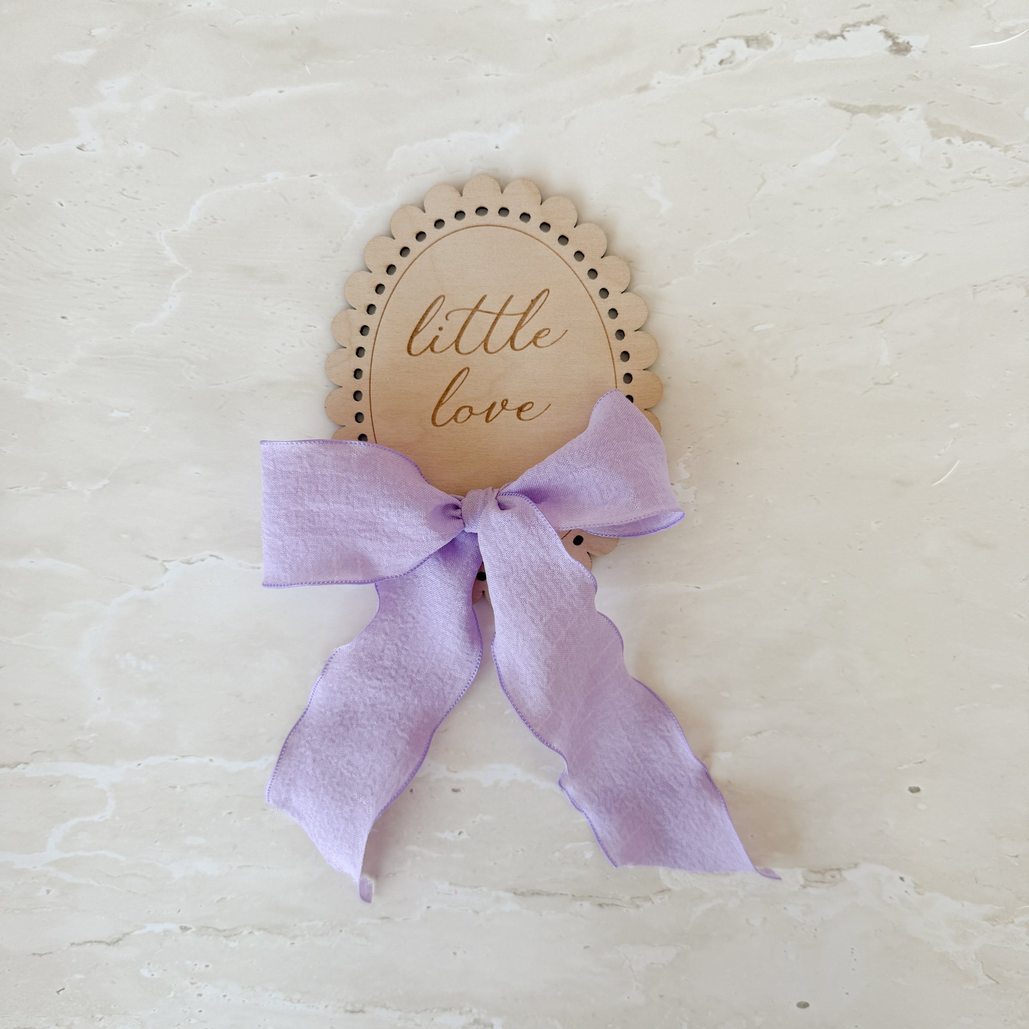 Hello World/Little Love Two-Sided Announcement Bow Plaque (10cm)