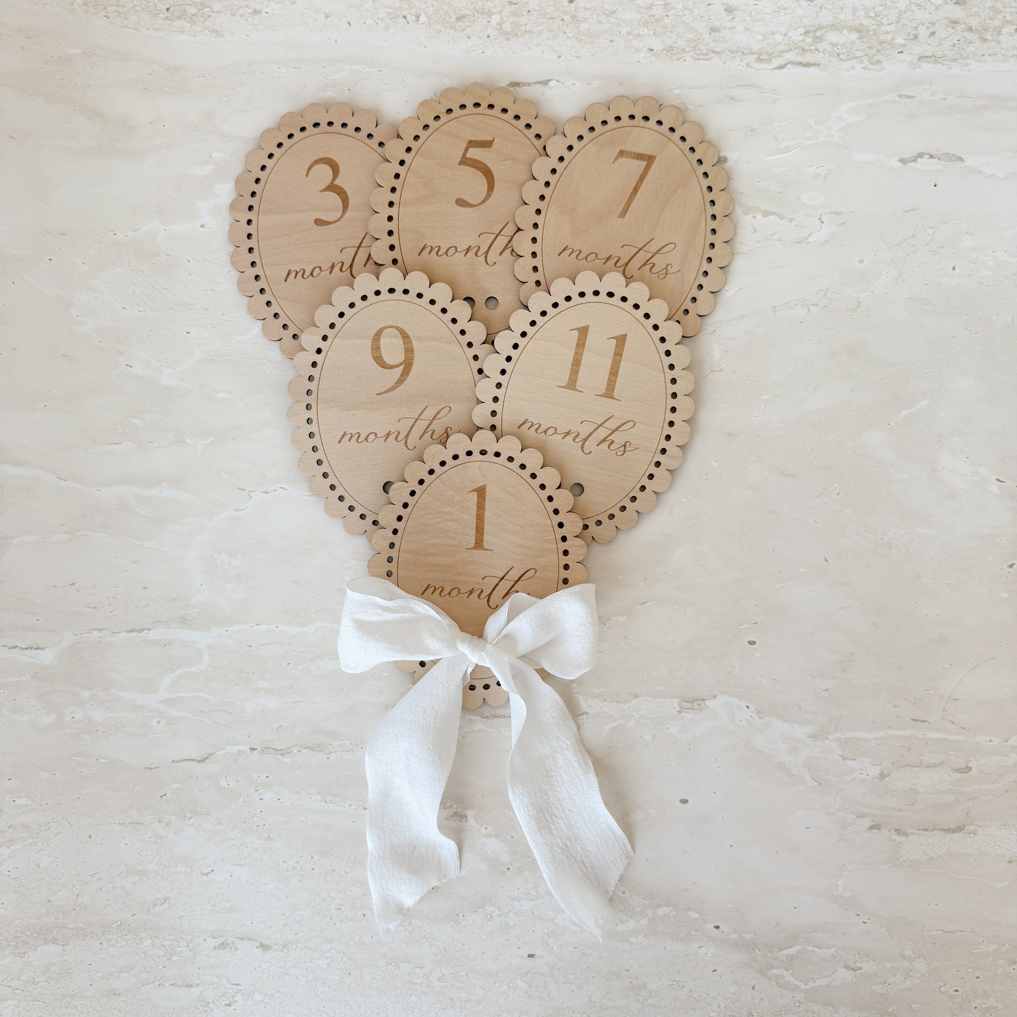 Vintage Bow Baby Milestone Collection - Wooden