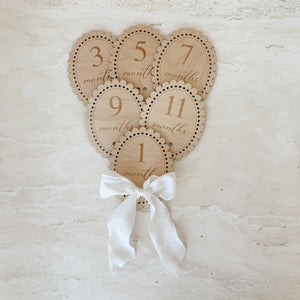 Vintage Bow Baby Milestone Collection - Wooden