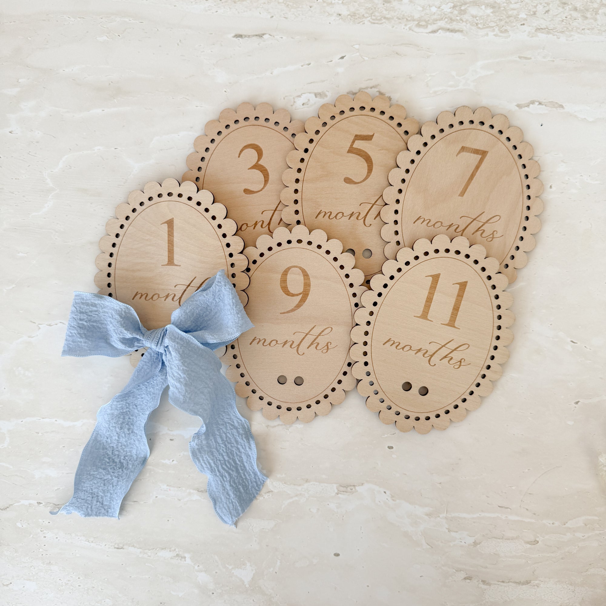 Vintage Bow Baby Milestone Collection - Wooden