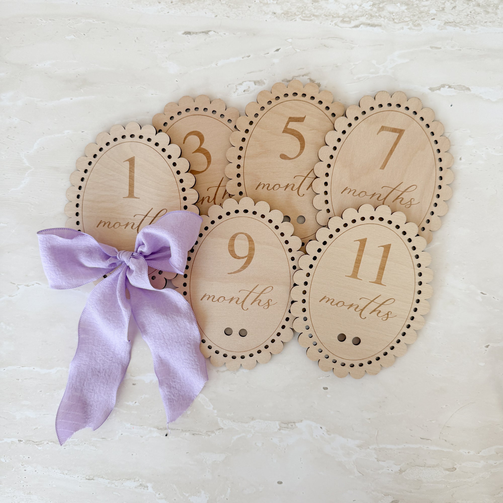Vintage Bow Baby Milestone Collection - Wooden
