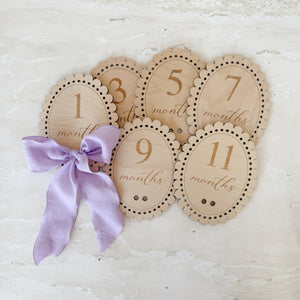 Vintage Bow Baby Milestone Collection - Wooden