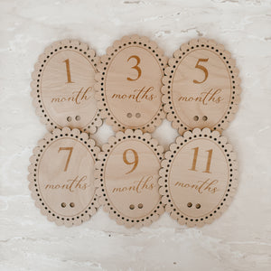 Vintage Bow Baby Milestone Collection - Wooden