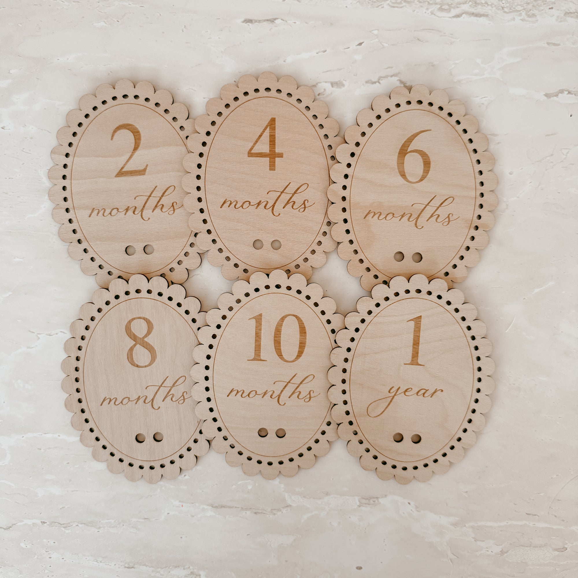 Vintage Bow Baby Milestone Collection - Wooden