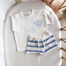 Load image into Gallery viewer, &#39;Little Love Club&#39; Tee - White &amp; Blue - Dual Logo Design