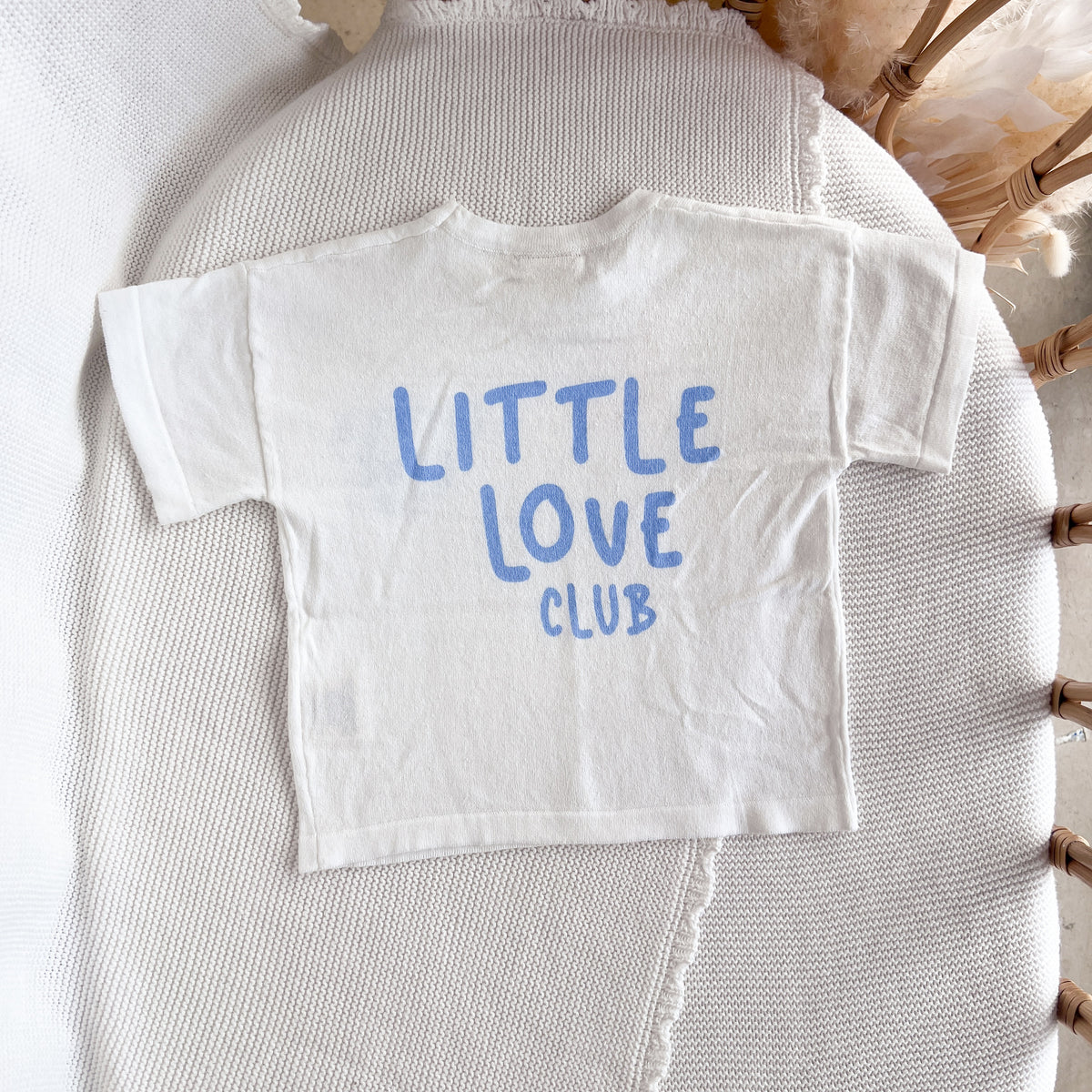 'Little Love Club' Tee - White &amp; Blue - Dual Logo Design