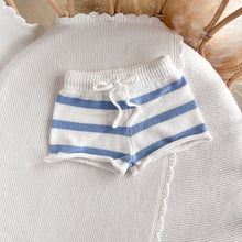 Load image into Gallery viewer, Kids Knit Shorts - Blue &amp; White