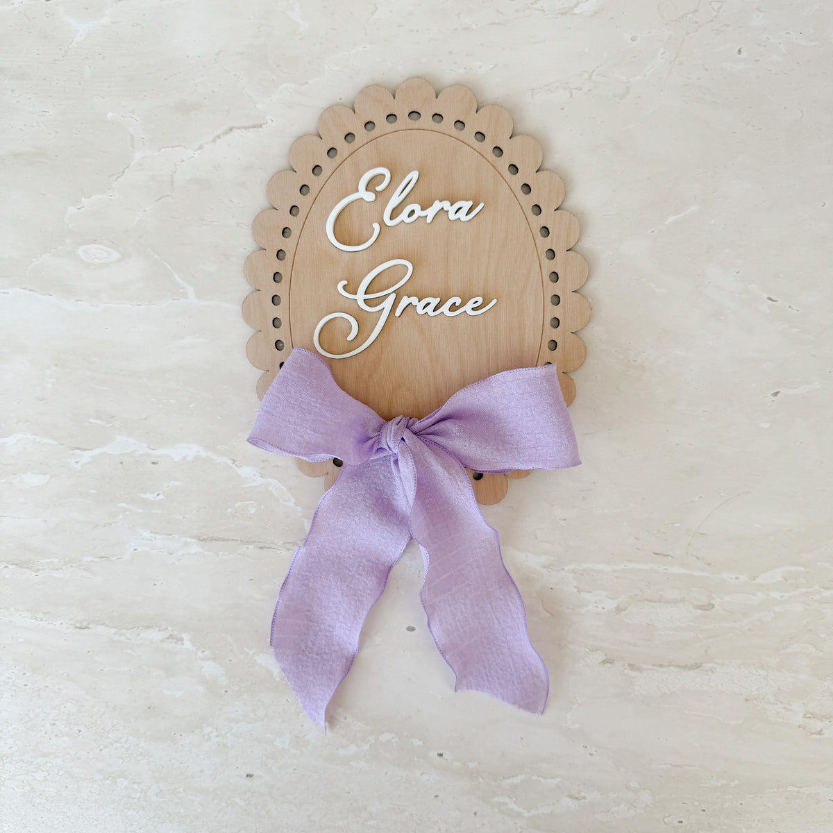 Oval Scallop Name Plaque - Bow (15cm)