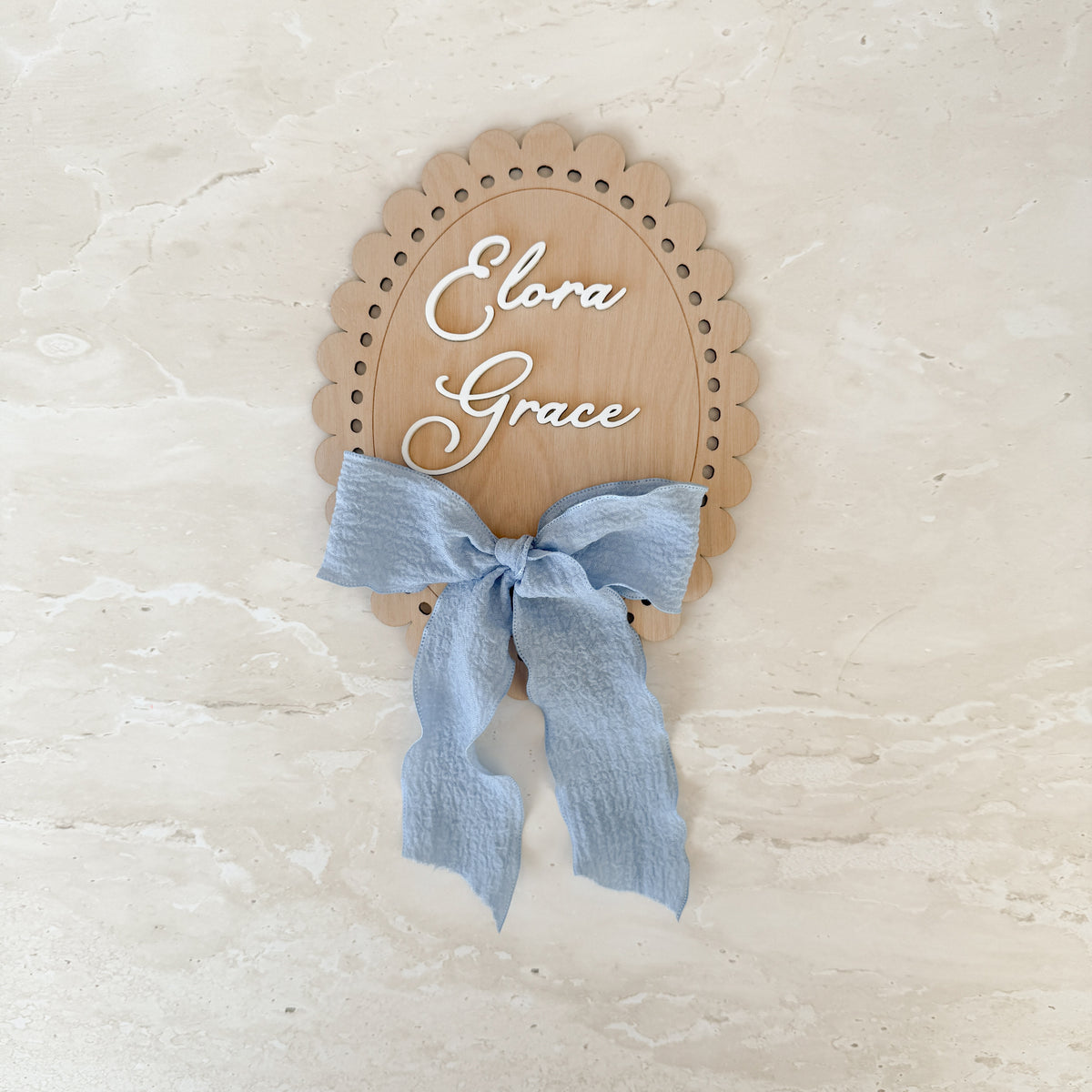 Oval Scallop Name Plaque - Bow (15cm)