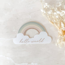Load image into Gallery viewer, Hello World/Our Little Rainbow Two-Sided Rainbow Plaque