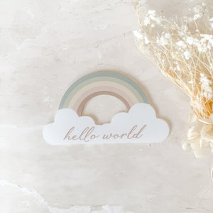 Hello World/Our Little Rainbow Two-Sided Rainbow Plaque