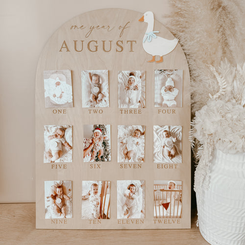 'One Year Of' Personalised First Birthday Board - Goose - PRE ORDER - Est. Dispatch Mid-September