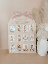 Load image into Gallery viewer, &#39;One Year Of&#39; Personalised First Birthday Board - Bow - PRE ORDER - Est. Dispatch Mid-September