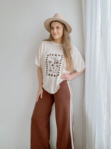 Ladies 'Favourite Days' Tee - Cream & Brown