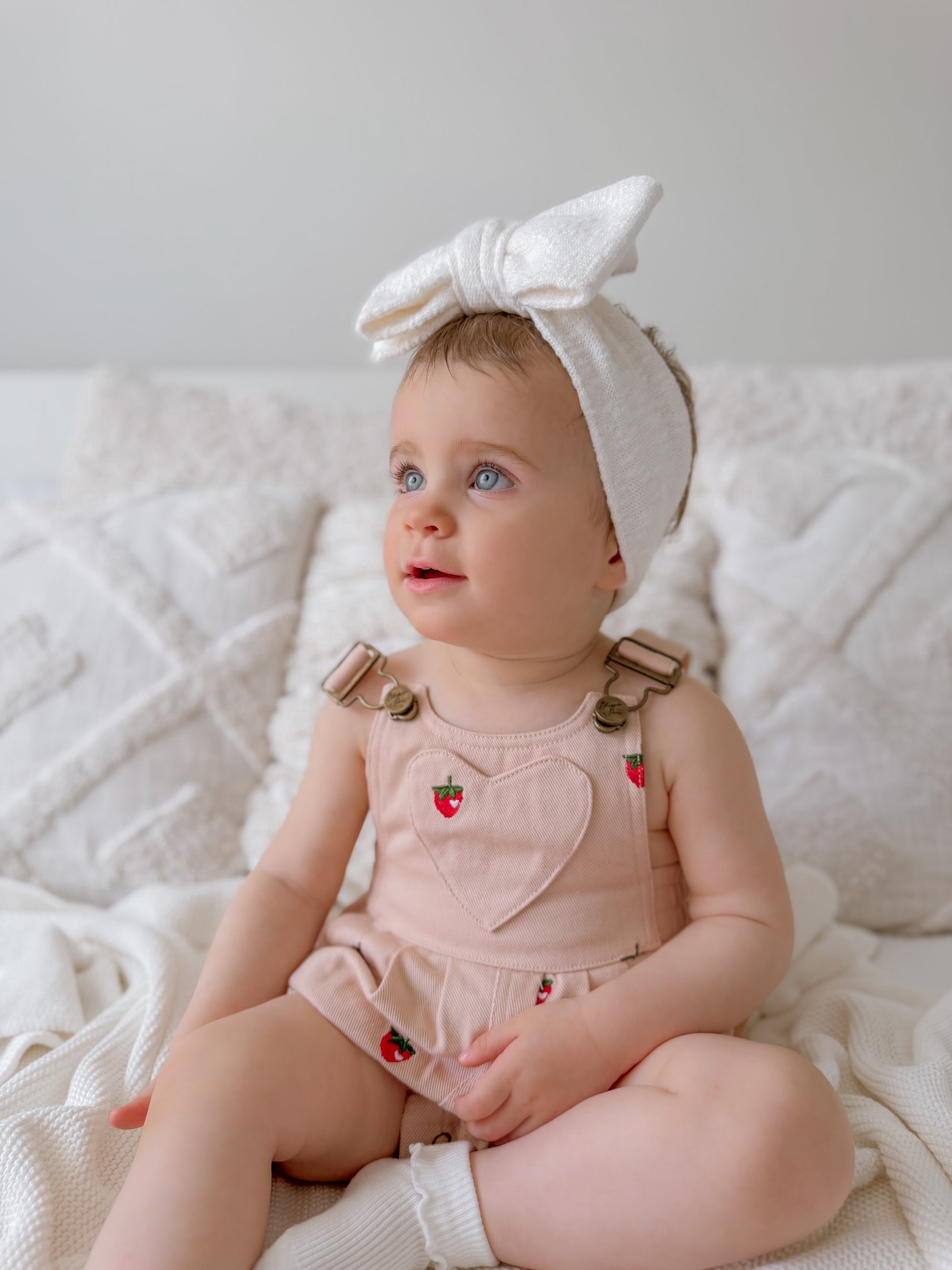 Denim Overall Romper - Strawberry Dreams