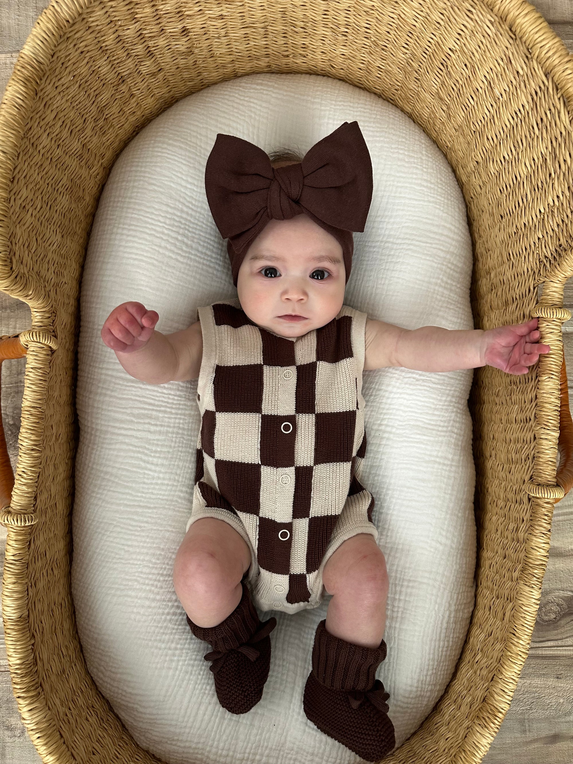Espresso Check Knit Romper