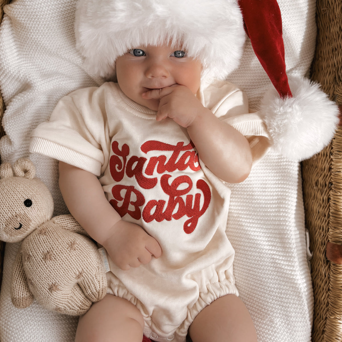 Vintage 'Santa Baby' Short Sleeve Bubble Romper