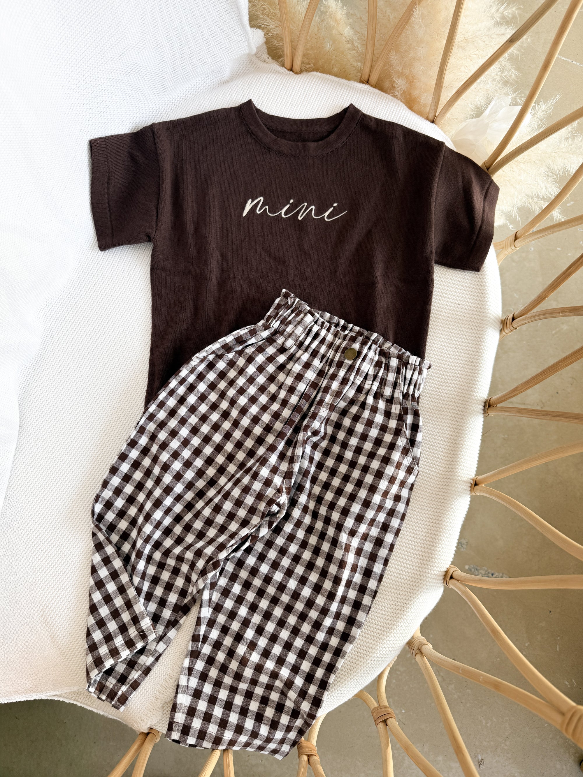Kids Cocoa Gingham Pants
