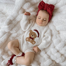 Load image into Gallery viewer, Teddy Bear Chunky Knit Romper, Topknot &amp; Booties Bundle