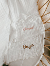 Load image into Gallery viewer, Heritage Muslin Blanket - Milk with Lace Trim