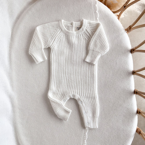 Frankie Classic Knit Romper - Milk