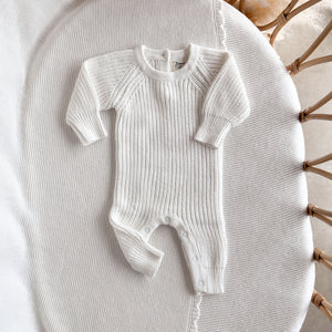 Frankie Classic Knit Romper - Milk