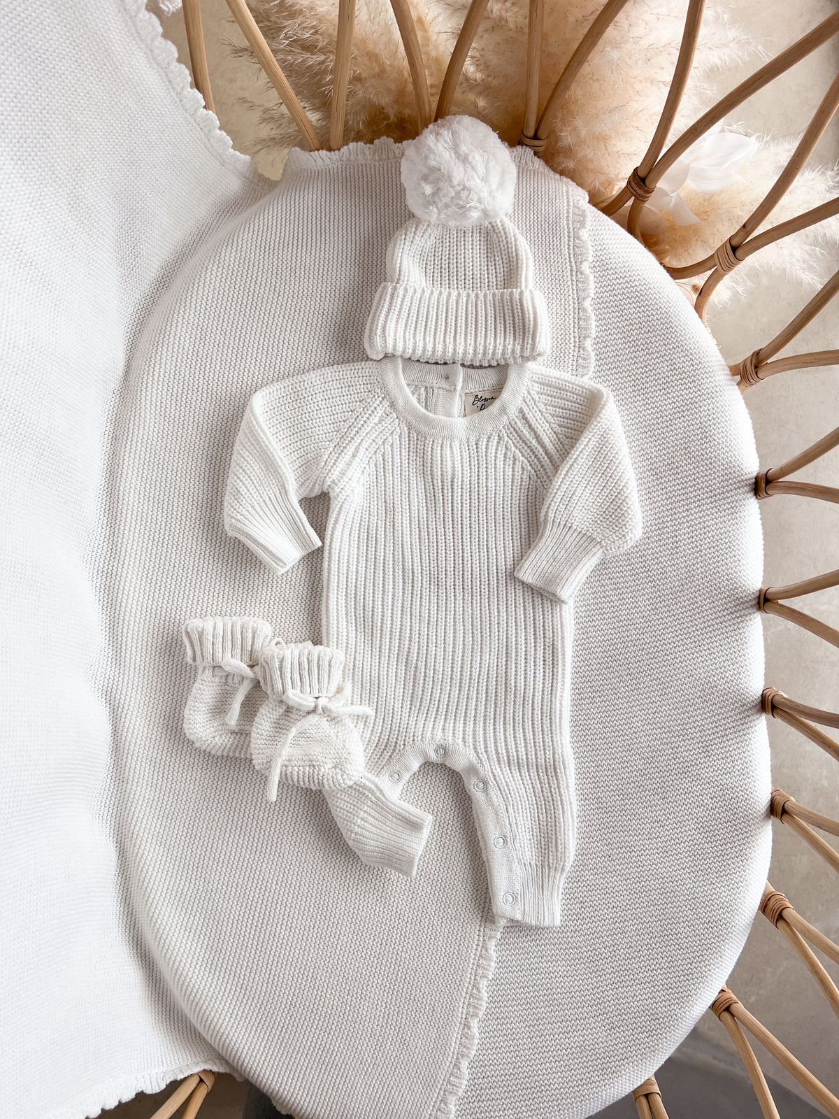 Frankie Classic Knit Romper - Milk