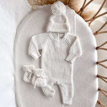 Load image into Gallery viewer, Frankie Classic Knit Romper &amp; Beanie Bundle - Milk