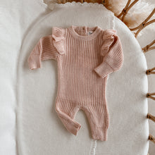Load image into Gallery viewer, Frankie Shoulder Flutter Knit Romper - Pink Lemonade