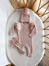 Load image into Gallery viewer, Frankie Shoulder Flutter Knit Romper - Pink Lemonade