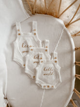 Load image into Gallery viewer, Petite - &#39;Hello World&#39; Singlet Knit Romper - Milk