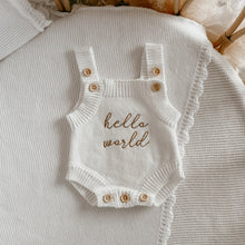 Load image into Gallery viewer, Petite - &#39;Hello World&#39; Singlet Knit Romper - Milk
