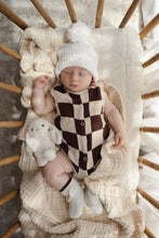Load image into Gallery viewer, Espresso Check Knit Romper