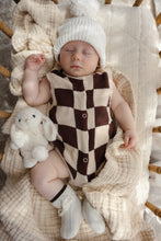 Load image into Gallery viewer, Espresso Check Knit Romper