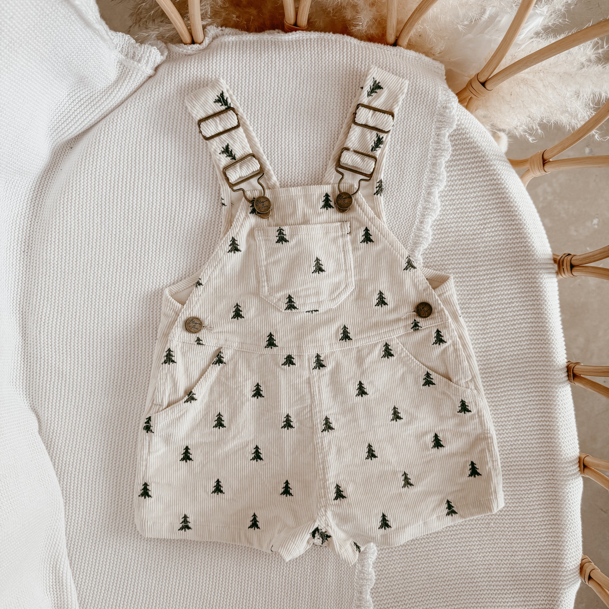 Corduroy Shortalls - Christmas Tree