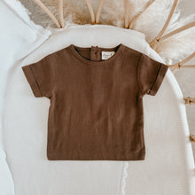 Load image into Gallery viewer, Cocoa Linen Tee - Cuff Sleeve